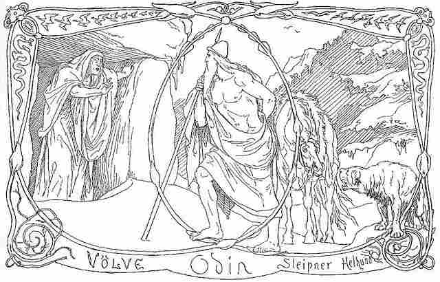 Odin meeting the Volva learning of the Völuspá