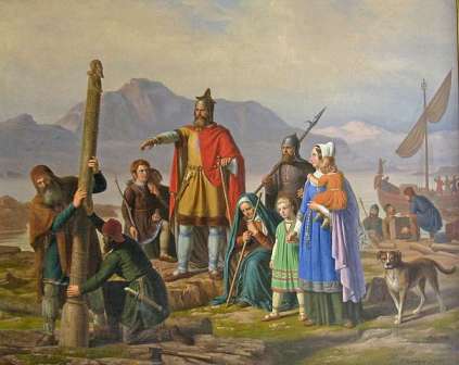 A painting of Ingolfr, the first settler of Iceland.