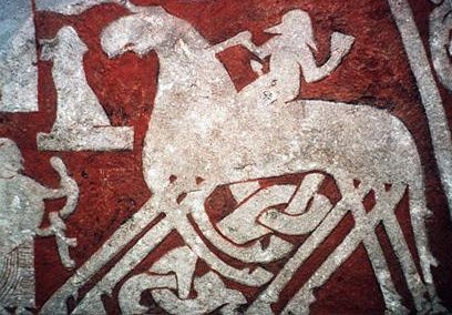 Odin depicted on a monument from about the 9th century in Gotland