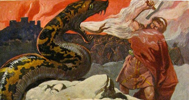 Thor and the Midgard Serpent (by Emil Doepler, 1905)