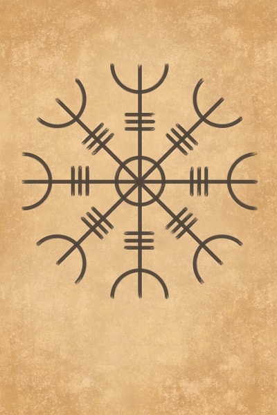Aegishjalmr symbol - grey on parchment
