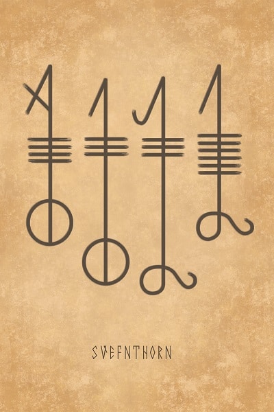 Svefnthorn symbol - grey on parchment background