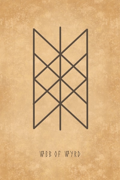 Web of wyrd symbol on parchment background