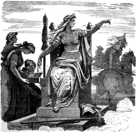 A picture of Frigg with her maidens