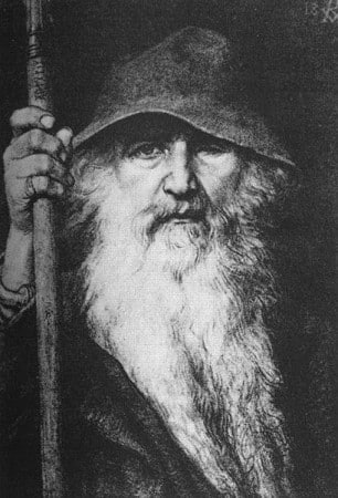 Odin, in his guise as a wanderer, as imagined by Georg von Rosen (1886)