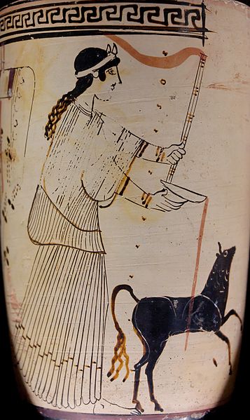 Artemis pouring a libation, c. 460-450 BCE.