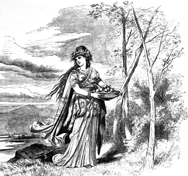 Idun. The goddess Iðunn is shown carrying her apples.