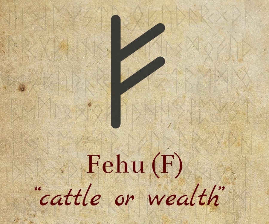 Fehu from the Elder futhark stands for wealth and cattle.