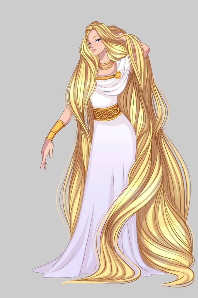 Sif had flowing long golden hair, magically made by the dwarves after Loki cut it off as a prank.