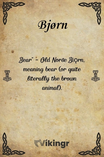 The Viking name Bjørn means "Bear", or quite literally, it means the brown animal.